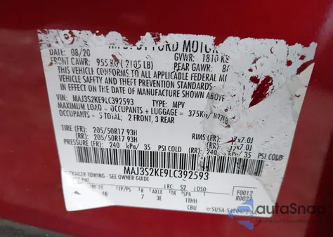 2020 Ford Ecosport Titanium from USA, damaged, VIN MAJ3S2KE9LC392593